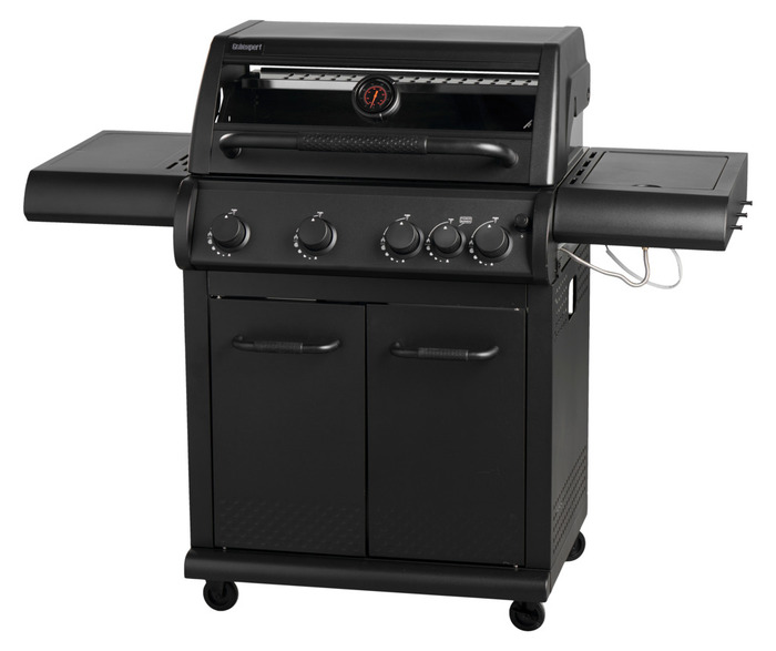 Gasgrill med 4 brændere & sidebræder - Grillexpert